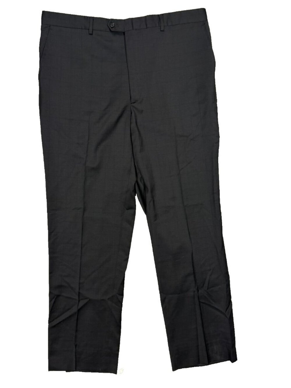 Zanetti Dress Pants Made in Italy Wool Trousers High Waisted Check Black 38x34